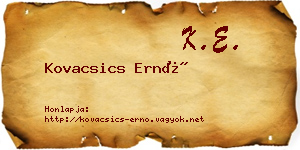 Kovacsics Ernő névjegykártya